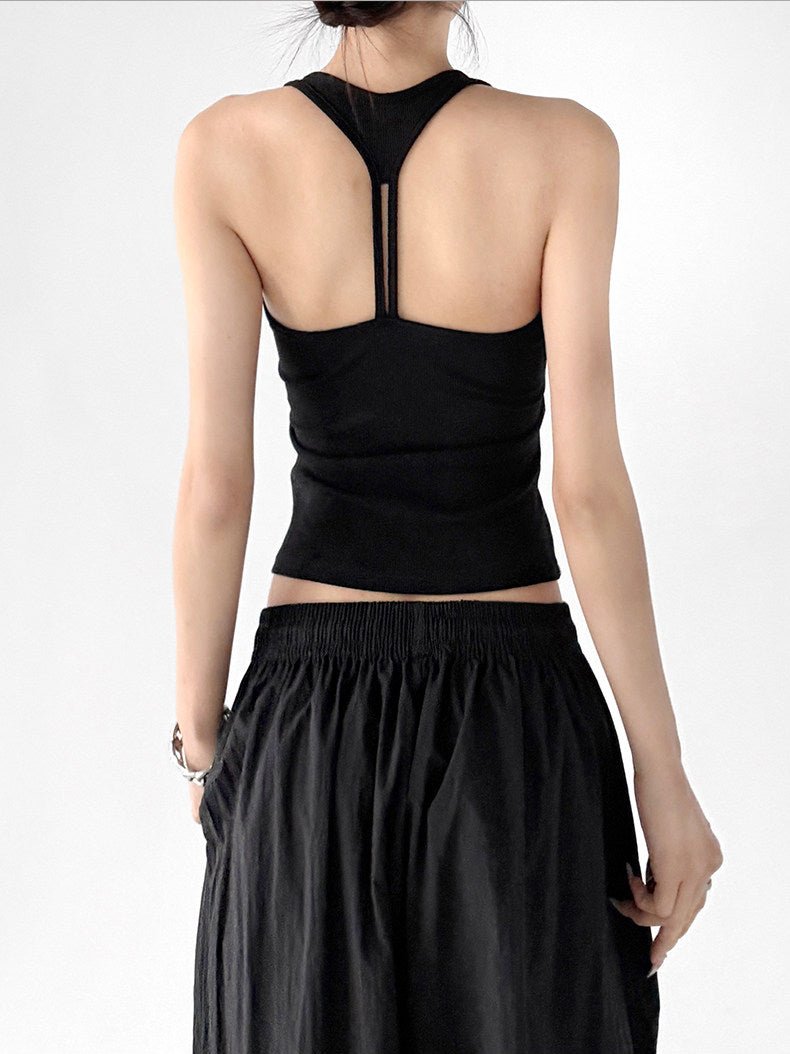 Padded Y-Back Cropped Tank Top - CT5561 서브 이미지