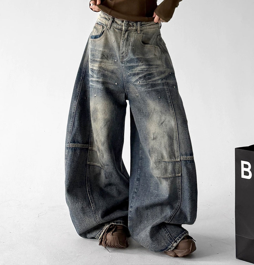 Panel-Seam Washed Wide-Leg Jeans - COPPING THREADS - CT ORIGINALS