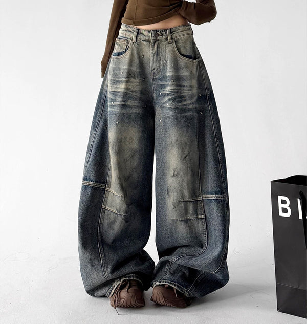 Panel-Seam Washed Wide-Leg Jeans - COPPING THREADS - CT ORIGINALS