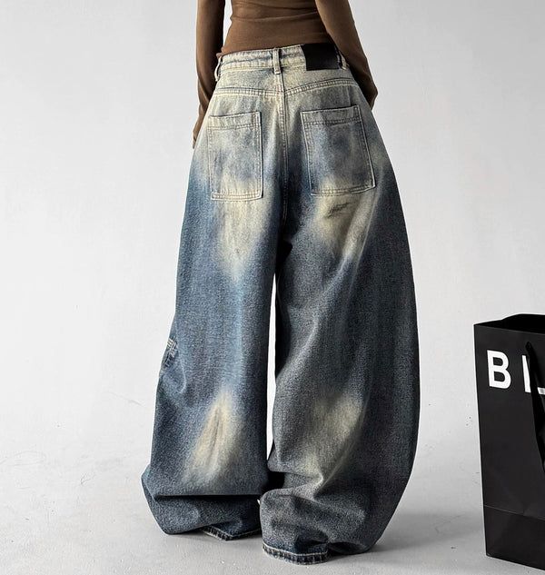 Panel-Seam Washed Wide-Leg Jeans - COPPING THREADS - CT ORIGINALS