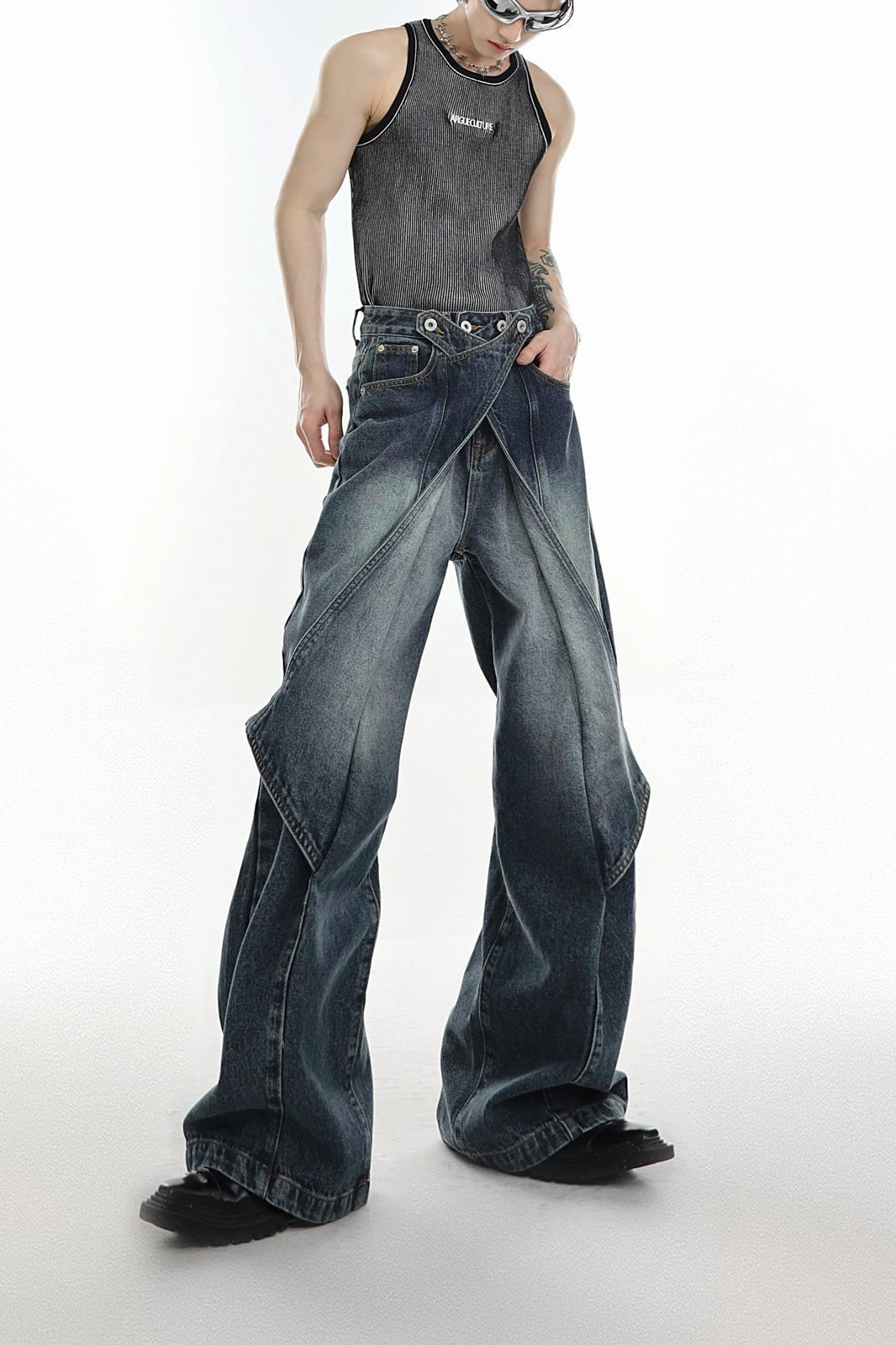 Panelled Convertible-Flare Jeans - COPPING THREADS - Argue Culture Main image