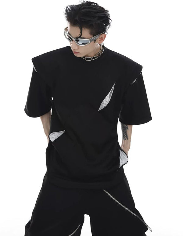 Panelled Padded-Shoulder T-Shirt - COPPING THREADS - Argue Culture