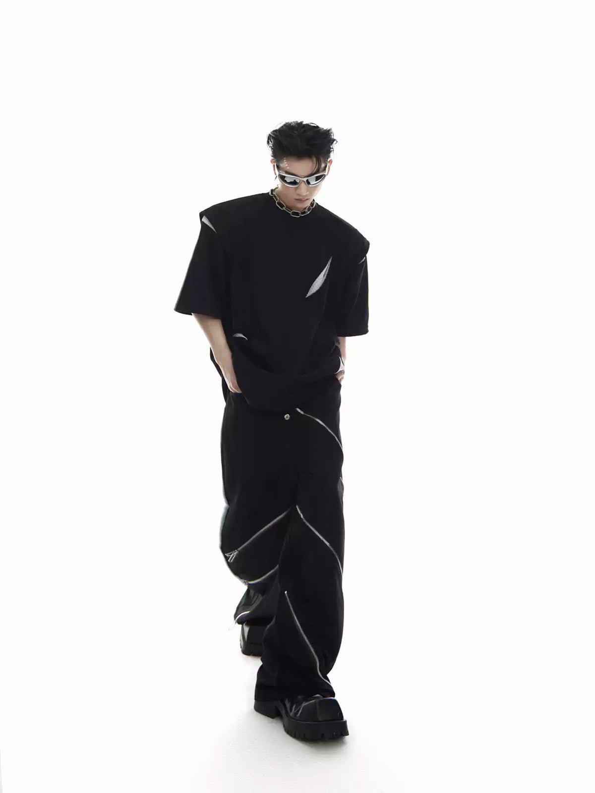 Panelled Padded-Shoulder T-Shirt - COPPING THREADS - Argue Culture