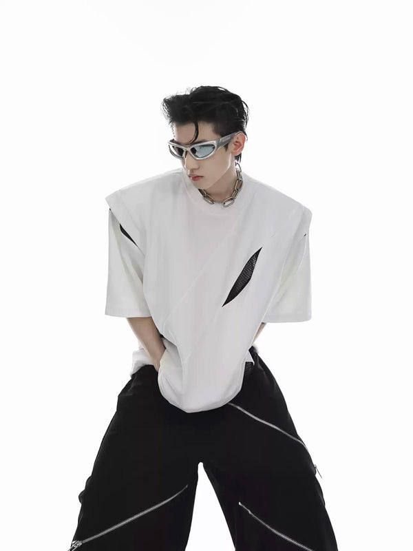 Panelled Padded-Shoulder T-Shirt - COPPING THREADS - Argue Culture