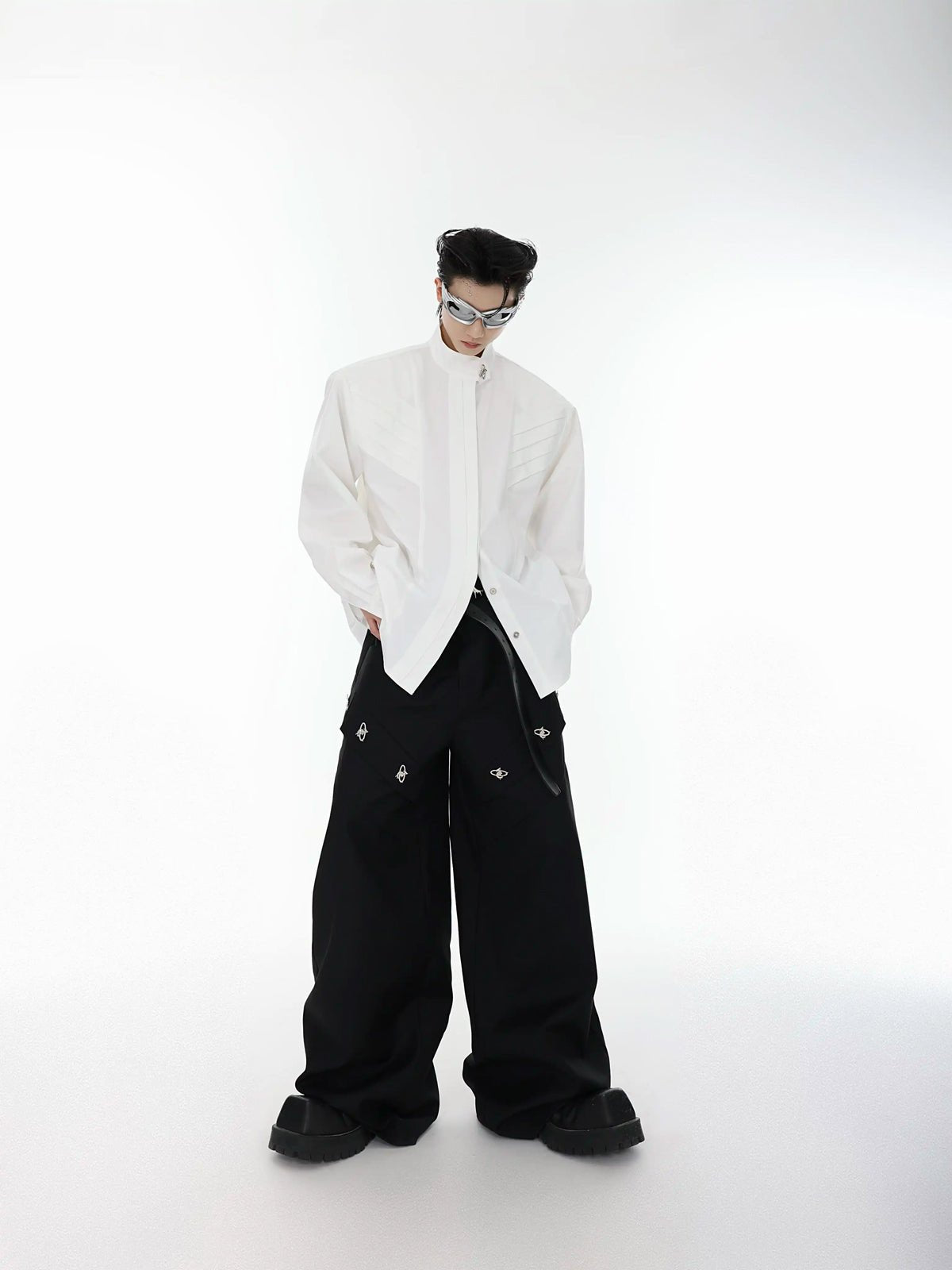 Panelled Stand-Collar Padded-Shoulder Shirt - COPPING THREADS - Argue Culture