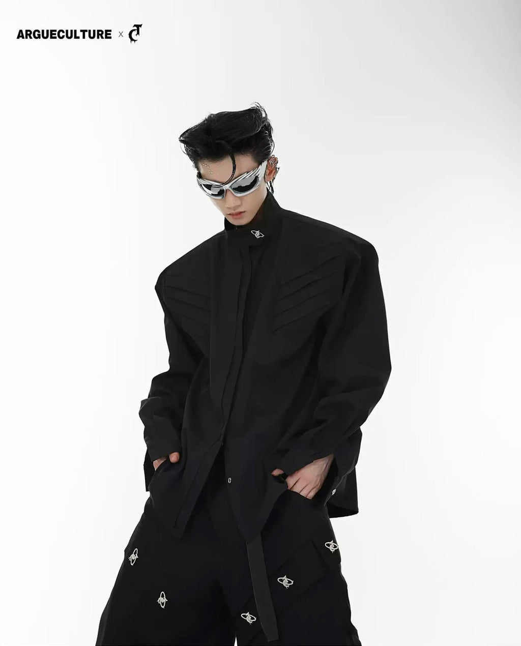 Panelled Stand-Collar Padded-Shoulder Shirt - COPPING THREADS - Argue Culture