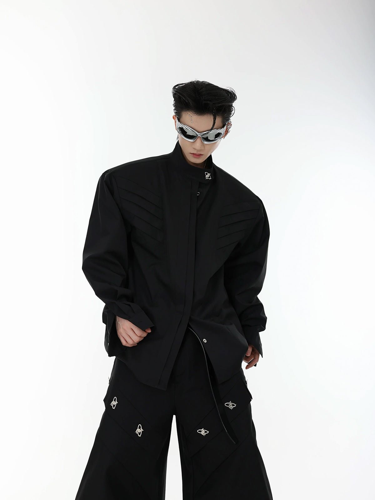 Panelled Stand-Collar Padded-Shoulder Shirt - COPPING THREADS - Argue Culture
