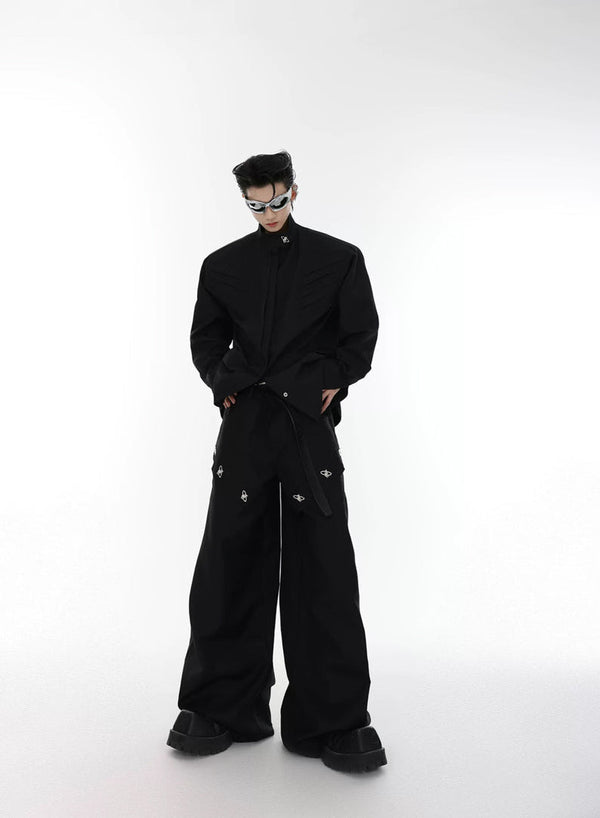 Panelled Stand-Collar Padded-Shoulder Shirt - COPPING THREADS - Argue Culture