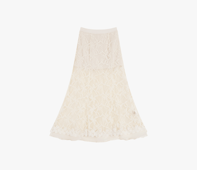 Pastel Cartoon Bunny Tee & Sheer Lace Skirt Set Main Image