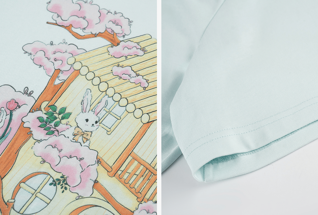 Pastel Cartoon Bunny Tee & Sheer Lace Skirt Set - COPPING THREADS - LulusMiracle