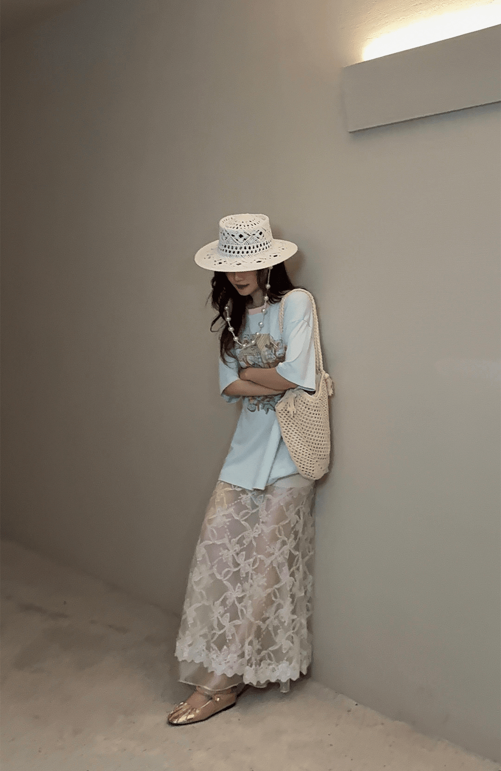 Pastel Cartoon Bunny Tee & Sheer Lace Skirt Set - COPPING THREADS - LulusMiracle