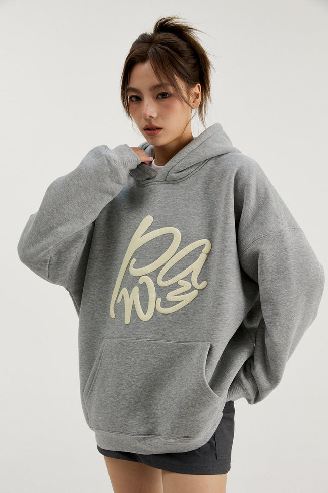 PAWY Letter Puff Print Hoodie Main Image