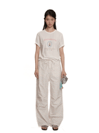 Pearl Bunny Cross - Stitch Embroidered Crewneck Tee - COPPING THREADS - MOROMORO