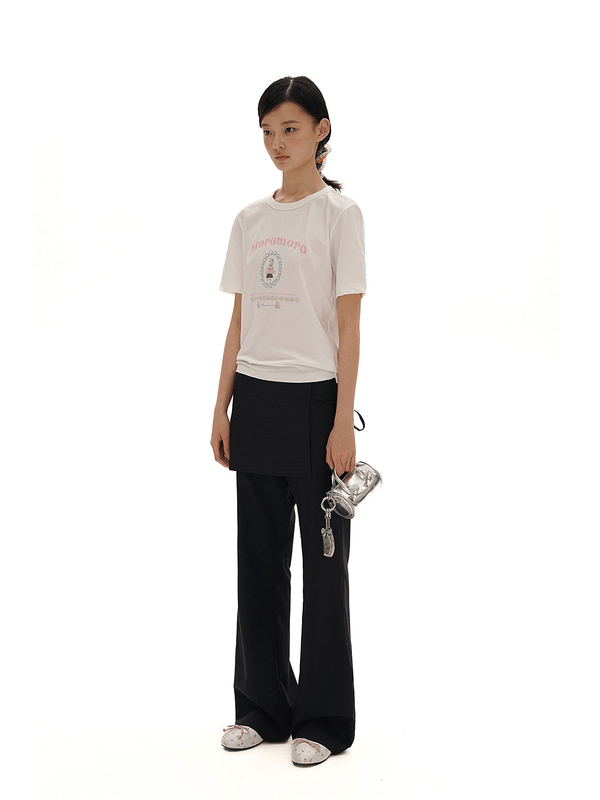 Pearl Bunny Cross - Stitch Embroidered Crewneck Tee - COPPING THREADS - MOROMORO