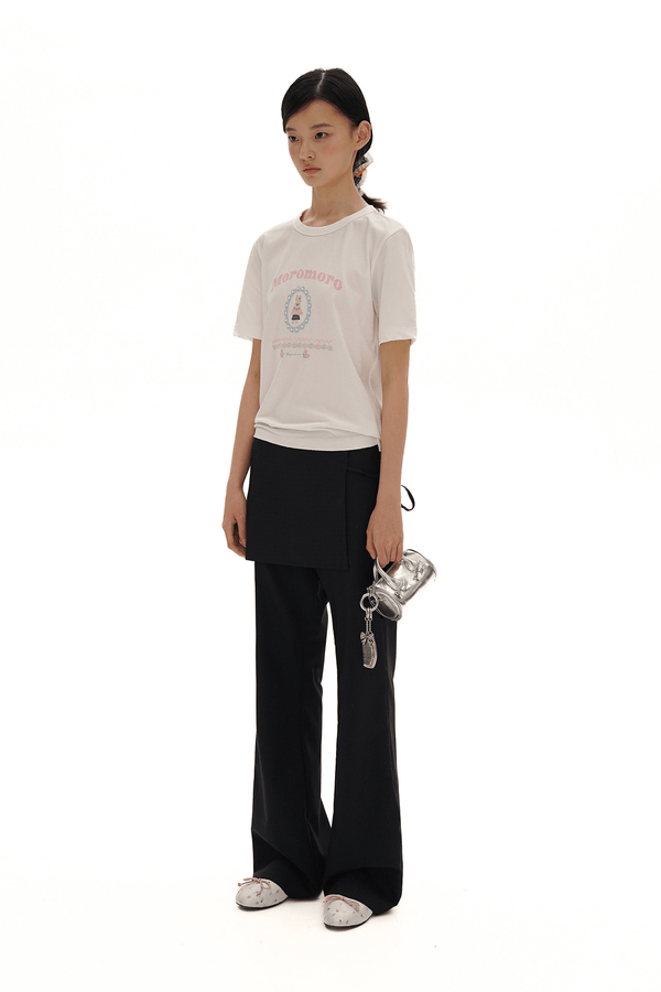 Pearl Bunny Cross - Stitch Embroidered Crewneck Tee - COPPING THREADS - MOROMORO