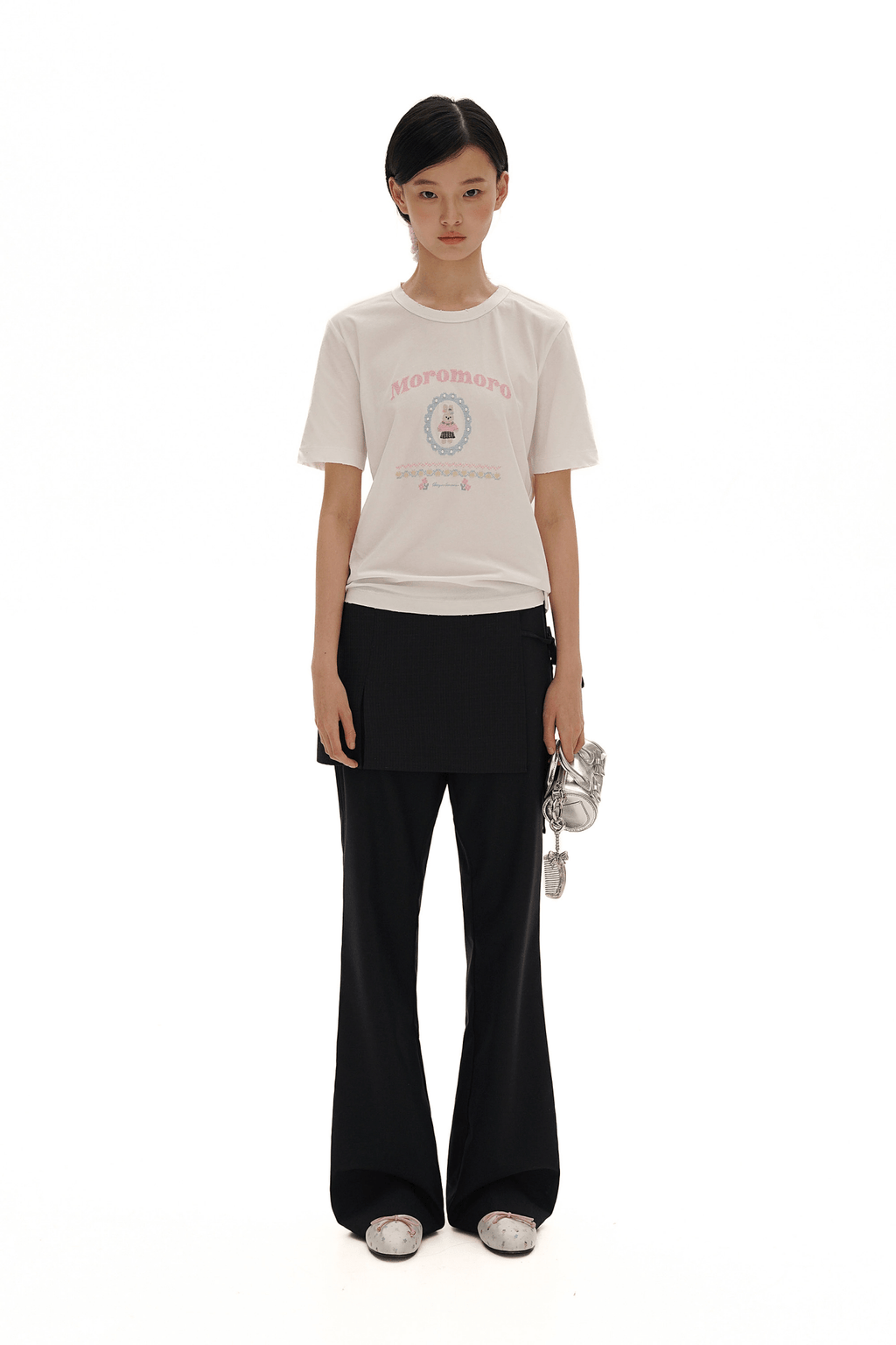 Pearl Bunny Cross - Stitch Embroidered Crewneck Tee - COPPING THREADS - MOROMORO