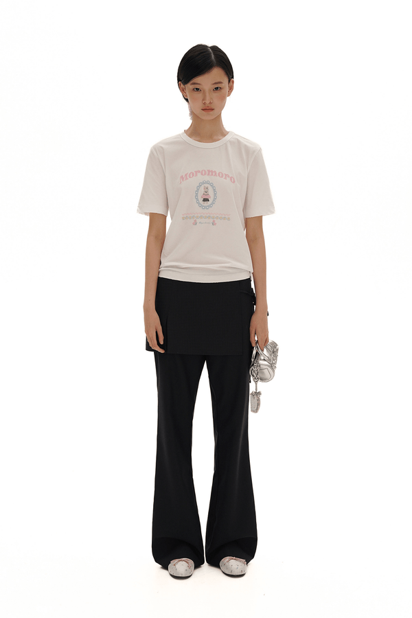 Pearl Bunny Cross - Stitch Embroidered Crewneck Tee - COPPING THREADS - MOROMORO