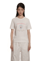 Pearl Bunny Cross - Stitch Embroidered Crewneck Tee - COPPING THREADS - MOROMORO