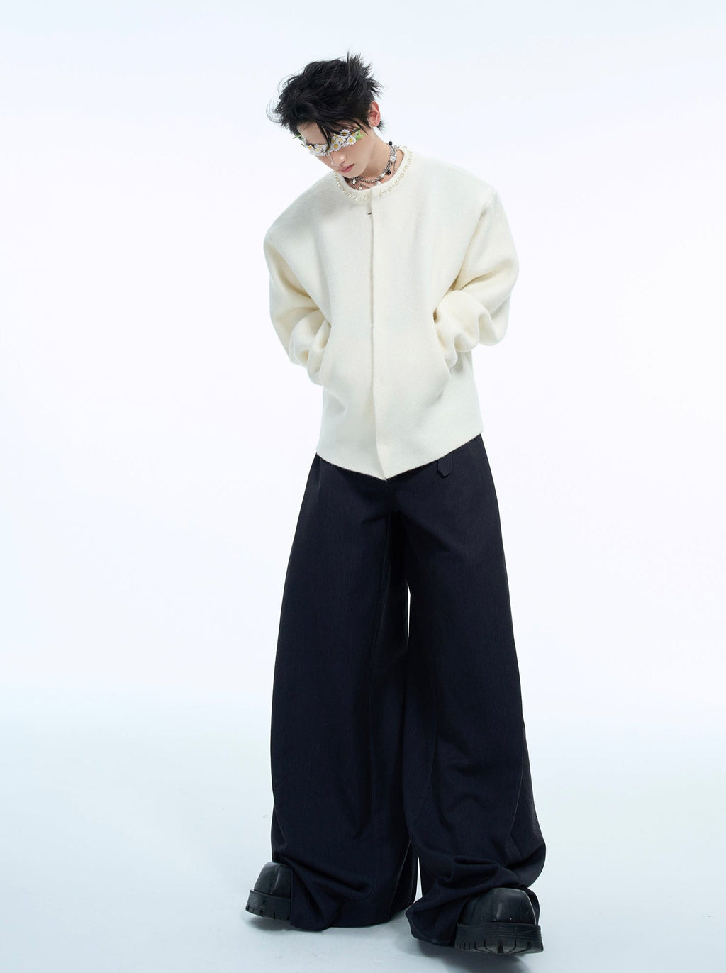 Pearl - Embellished Collar Cardigan Sweater - COPPING THREADS - ArguE CulturE