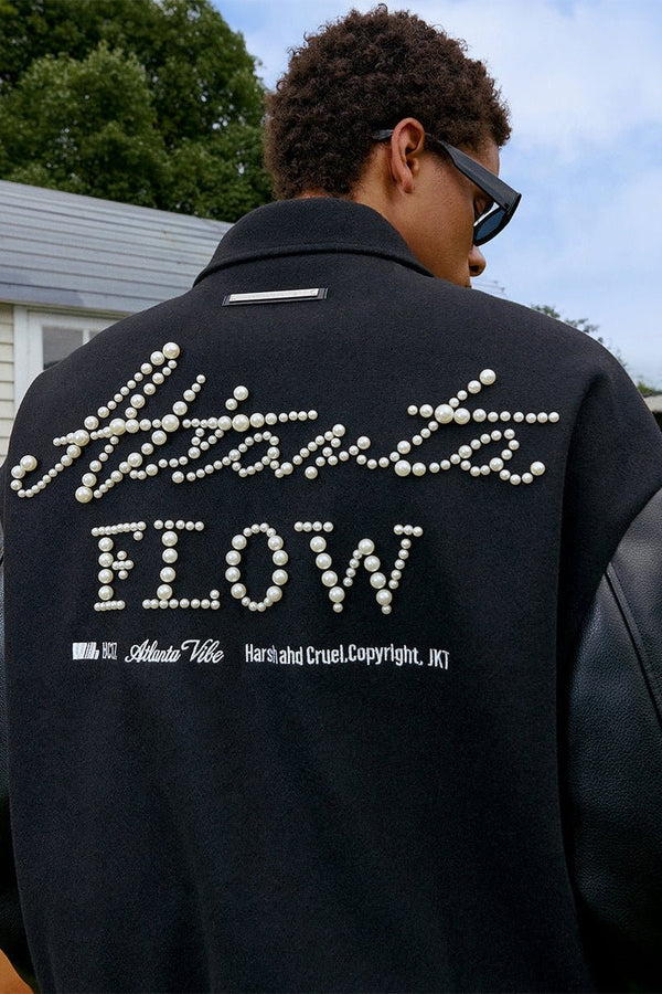 Pearl Embroidered Collared Varsity Jacket - COPPING THREADS - Harsh and Cruel