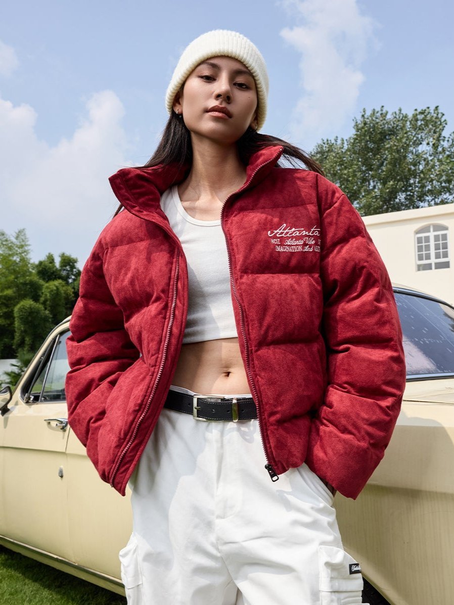 Pearl Embroidery Suede Puffer Jacket - COPPING THREADS - Harsh and Cruel