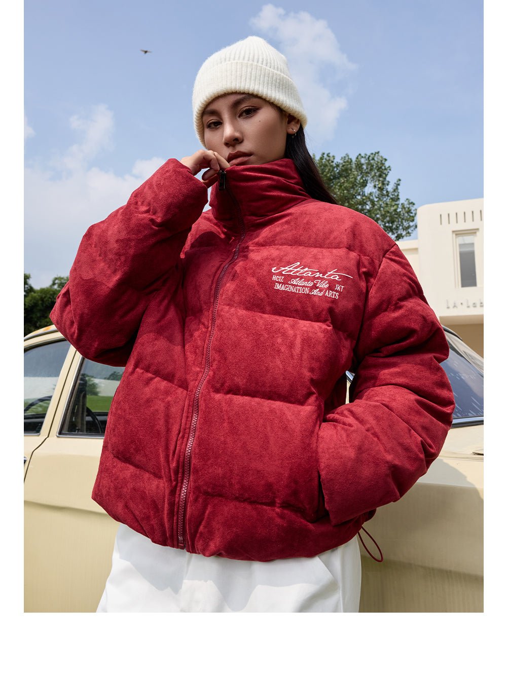 Pearl Embroidery Suede Puffer Jacket - COPPING THREADS - Harsh and Cruel