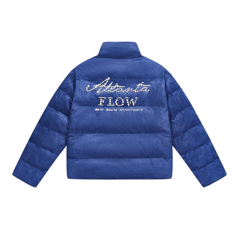 Pearl Embroidery Suede Puffer Jacket - COPPING THREADS - Harsh and Cruel