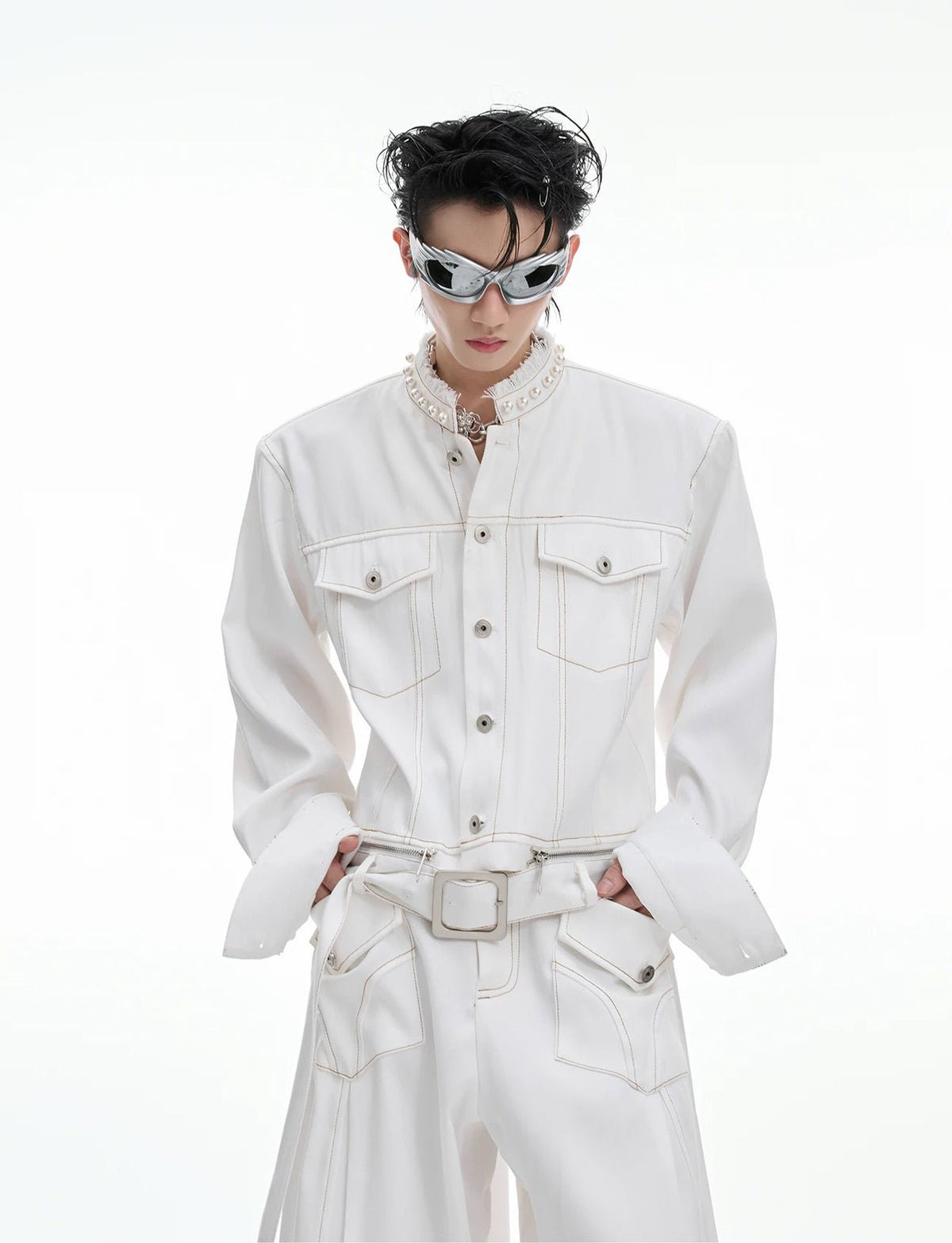 Pearl-Trim Contrast-Stitch Set - COPPING THREADS - Argue Culture