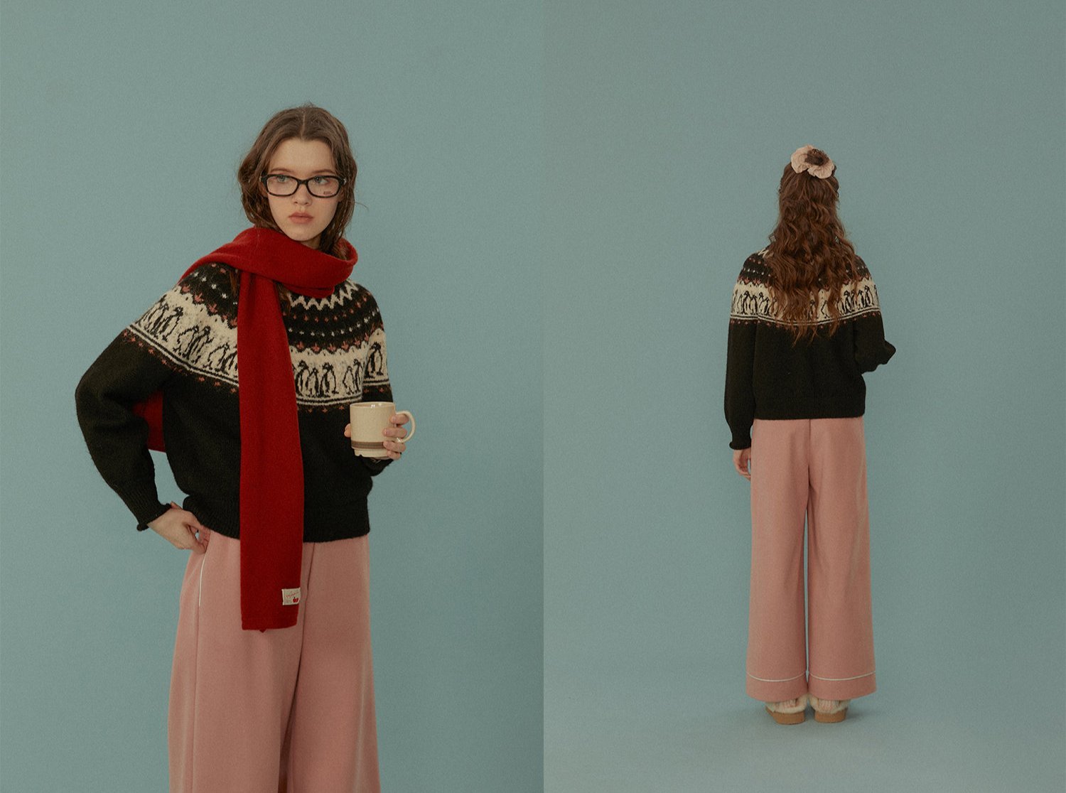 Penguin Pattern Fair Isle Knit Sweater - COPPING THREADS - CHICISLAND