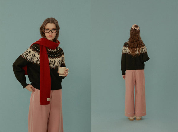 Penguin Pattern Fair Isle Knit Sweater - COPPING THREADS - CHICISLAND