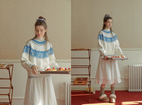 Penguin Pattern Fair Isle Knit Sweater - COPPING THREADS - CHICISLAND