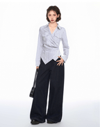 Pinstripe V - Neck Structured Polo Shirt - COPPING THREADS - CT Select