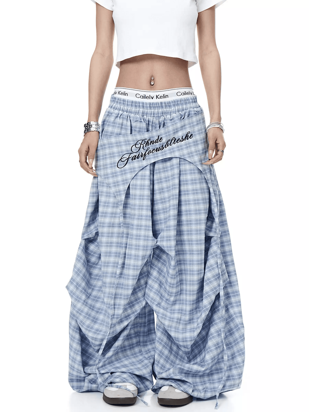 Plaid Drape Skirt - Layer Paratrooper Wide - Leg Trousers - COPPING THREADS - CT Select