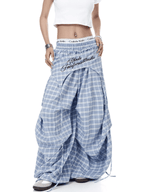 Plaid Drape Skirt - Layer Paratrooper Wide - Leg Trousers - COPPING THREADS - CT Select