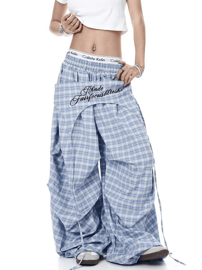 Plaid Drape Skirt - Layer Paratrooper Wide - Leg Trousers - COPPING THREADS - CT Select Hover Image