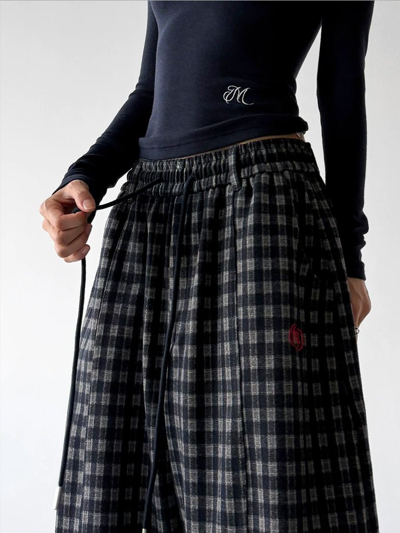 Plaid Drawstring Wide-Leg Pants - COPPING THREADS - CT ORIGINALS