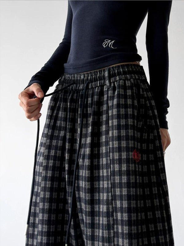 Plaid Drawstring Wide-Leg Pants - COPPING THREADS - CT ORIGINALS