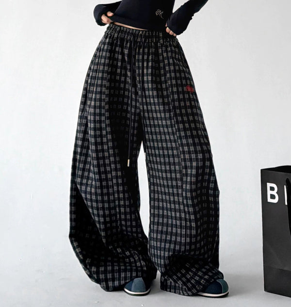 Plaid Drawstring Wide-Leg Pants - COPPING THREADS - CT ORIGINALS