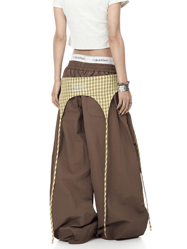 Plaid Flap Detail Layered Paratrooper Pants - COPPING THREADS - CT Select
