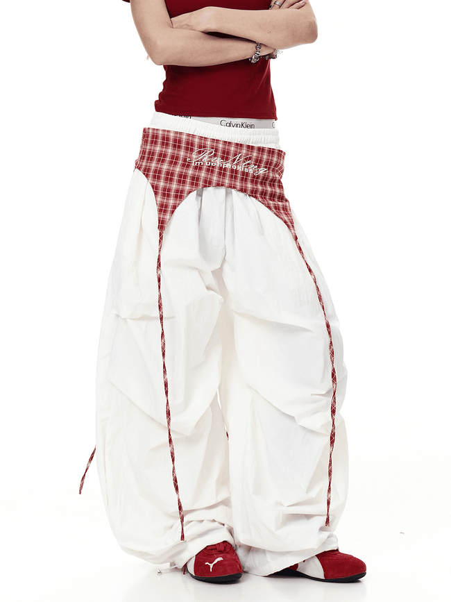 Plaid Flap Detail Layered Paratrooper Pants - COPPING THREADS - CT Select Hover Image