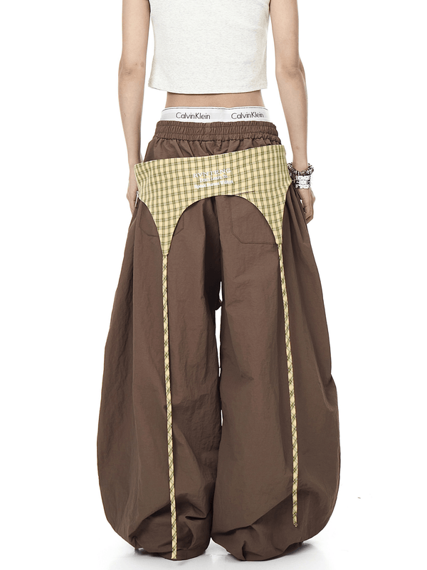 Plaid Flap Detail Layered Paratrooper Pants - COPPING THREADS - CT Select