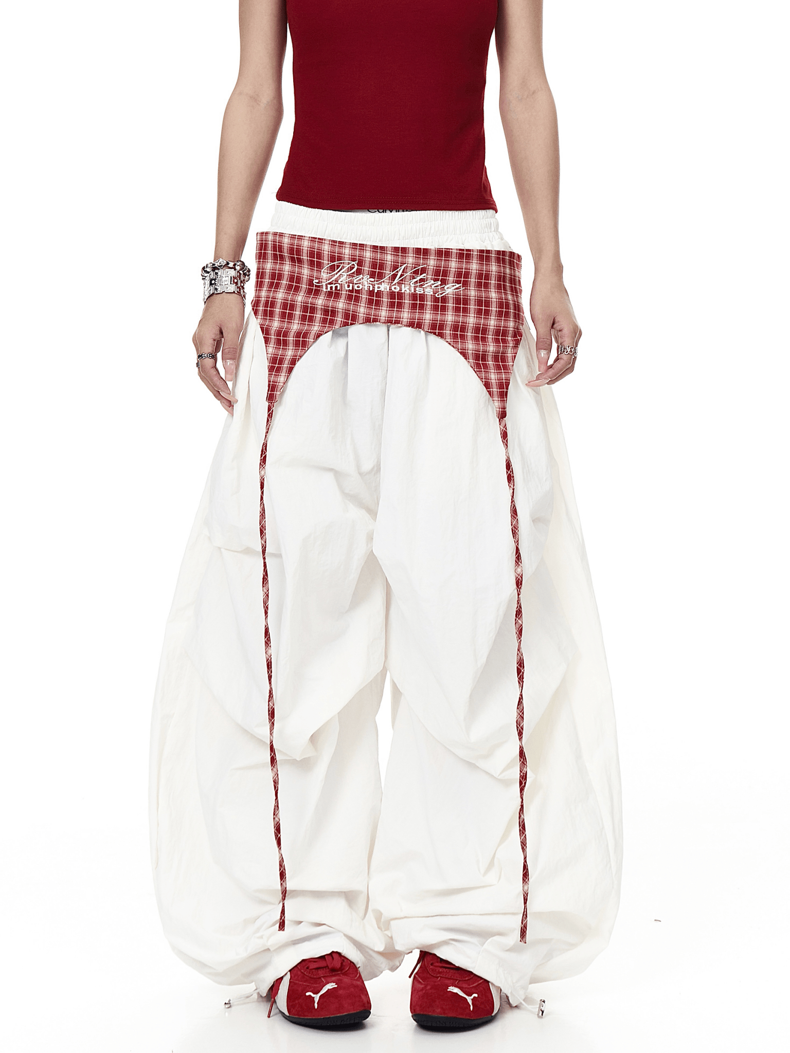Plaid Flap Detail Layered Paratrooper Pants - COPPING THREADS - CT Select