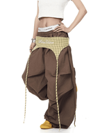 Plaid Flap Detail Layered Paratrooper Pants - COPPING THREADS - CT Select