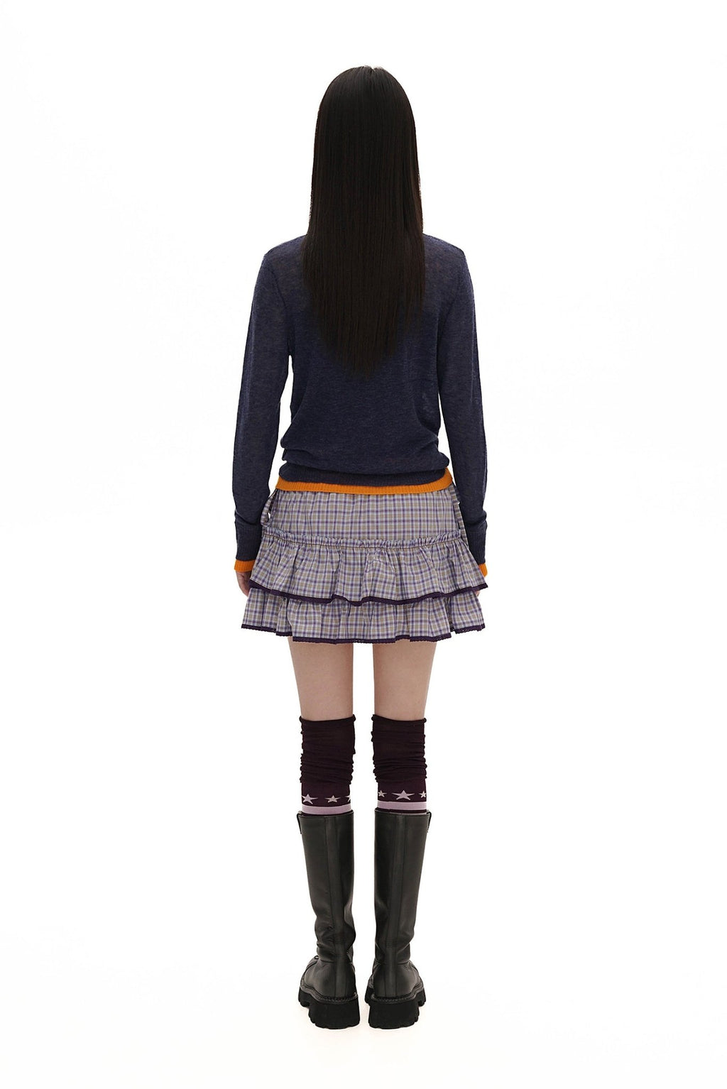 Plaid Lace Trim Ruffled Skirt - COPPING THREADS - MOROMORO