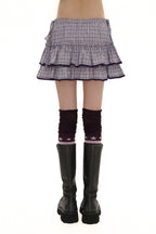 Plaid Lace Trim Ruffled Skirt - COPPING THREADS - MOROMORO