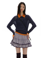 Plaid Lace Trim Ruffled Skirt - COPPING THREADS - MOROMORO