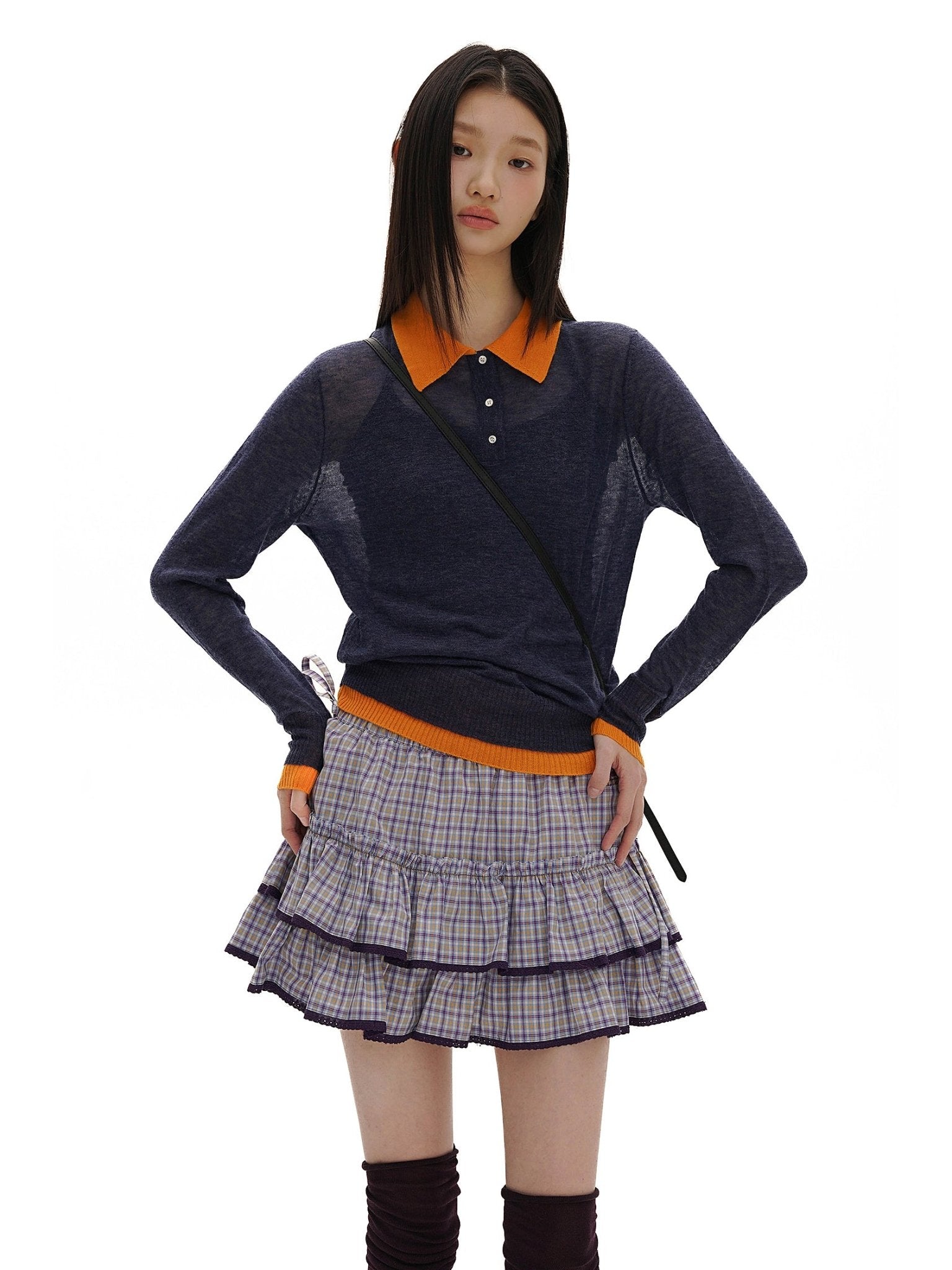 Plaid Lace Trim Ruffled Skirt - COPPING THREADS - MOROMORO