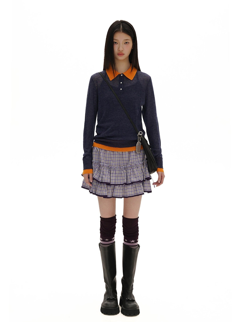 Plaid Lace Trim Ruffled Skirt - COPPING THREADS - MOROMORO