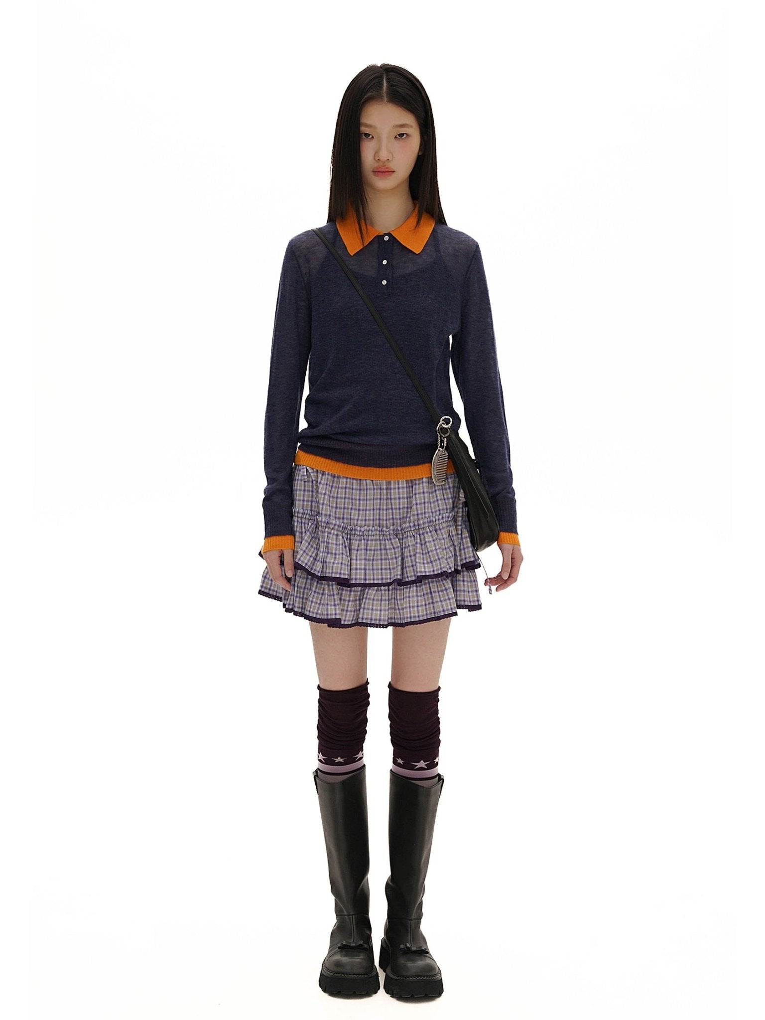 Plaid Lace Trim Ruffled Skirt - COPPING THREADS - MOROMORO