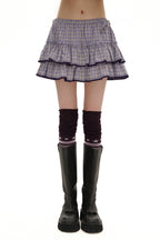 Plaid Lace Trim Ruffled Skirt - COPPING THREADS - MOROMORO